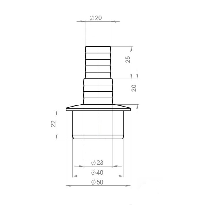 Переходник (адаптер) "VIRPlast" d- 40 мм, для подключения сливного шланга