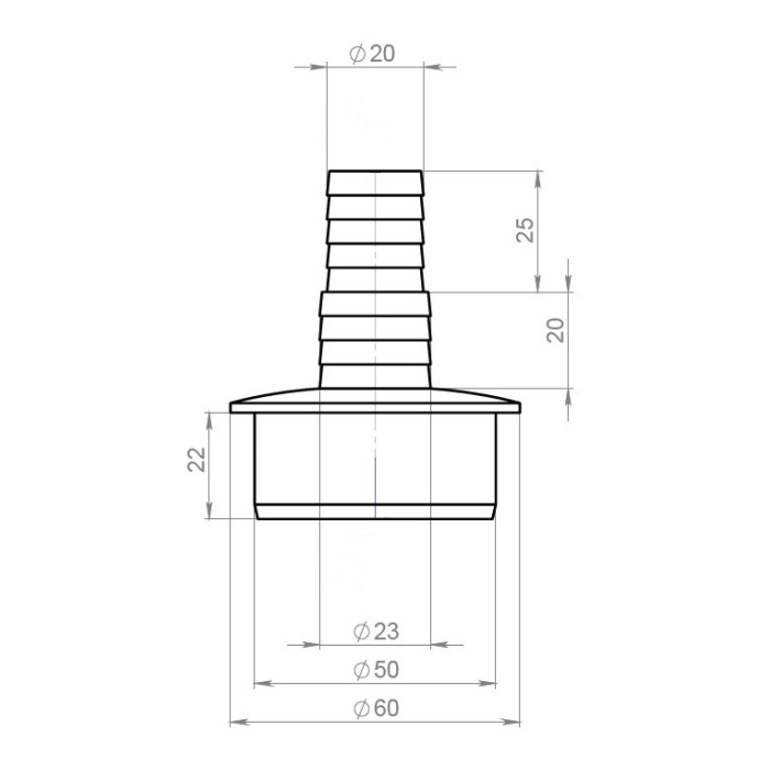 Переходник (адаптер) "VIRPlast" d- 50 мм, для подключения сливного шланга