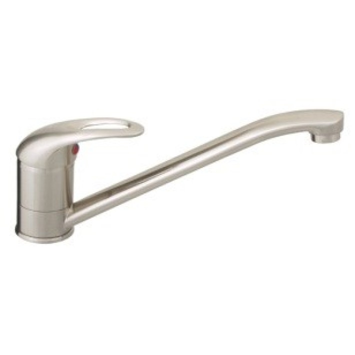 Смеситель для кухни "Mars P -20"  (Rubineta) стальной, однорычажный с длинным, плоским изливом 