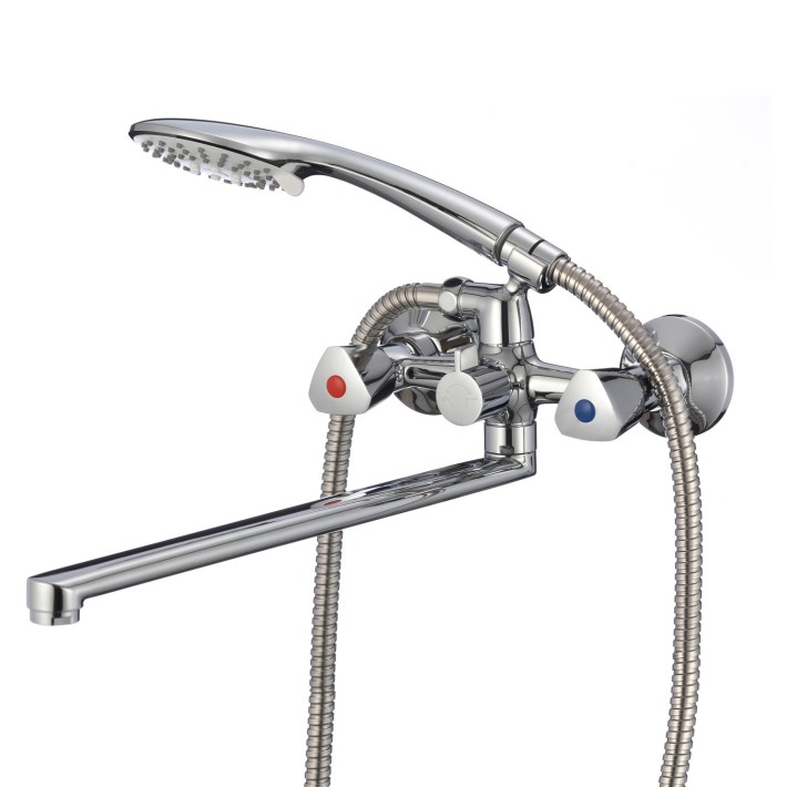 Смеситель для ванны  "AQUA dreams"  двухрычажный с длинным, плоским изливом и круглыми ручками