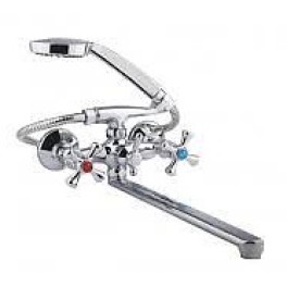 Смеситель для ванны "AQUA dreams" двухрычажный с длинным, плоским изливом и крестообразными ручками Смеситель для ванны "AQUA dreams" двухрычажный с длинным, плоским изливом и крестообразными ручками
