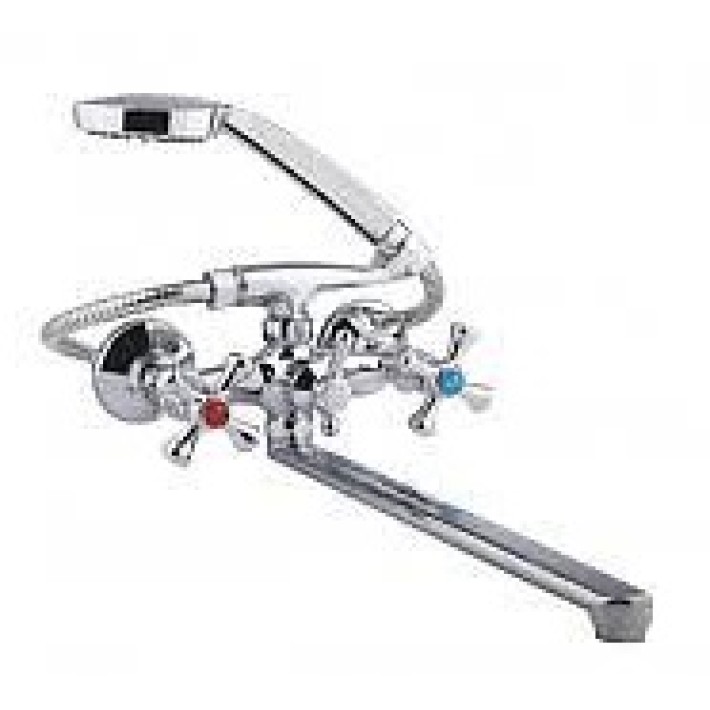 Смеситель для ванны  "AQUA dreams"  двухрычажный с длинным, плоским изливом и крестообразными ручками