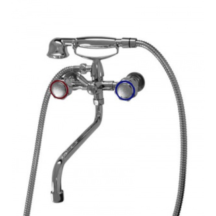 Смеситель для ванны  "AQUA dreams"  двухрычажный с длинным, S-образным изливом и круглыми ручками