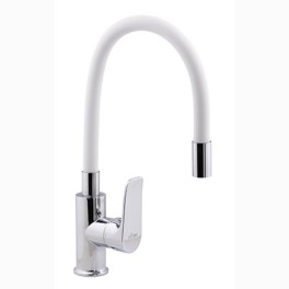 Смеситель для кухни "AQUA dreams" однорычажный с гибким, белым изливом Смеситель для кухни "AQUA dreams" однорычажный с гибким, белым изливом