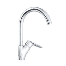 Смеситель для кухни "Static-33"  (Rubineta) однорычажный с высоким изогнутым изливом 