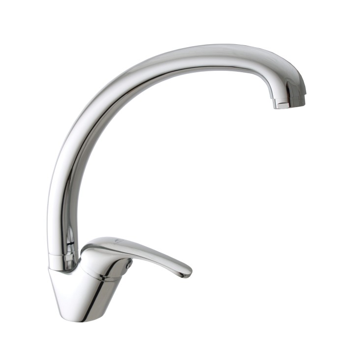 Смеситель для кухни "Optima -33"  (Rubineta) однорычажный с высоким изогнутым изливом 