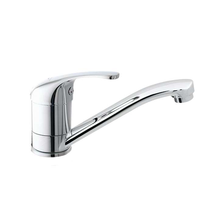 Смеситель для умывальника "Mars P -19" (Rubineta) серебро, однорычажный со средним плоским изливом 