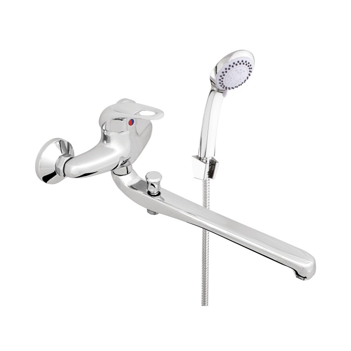 Смеситель для ванны "Star -P22C" (Rubineta)  однорычажный с длинным, плоским изливом