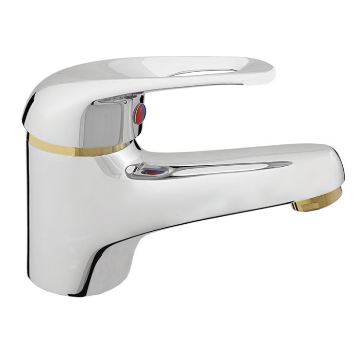 Смеситель для умывальника "Mars P-18" (Rubineta) серебро,  однорычажный с коротким изливом 