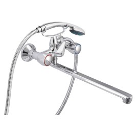 Смеситель для ванны "Globo R-1CК" (Rubineta) двухрычажный с длинным, плоским изливом и круглыми ручками Смеситель для ванны "Globo R-1CК" (Rubineta) двухрычажный с длинным, плоским изливом и круглыми ручками