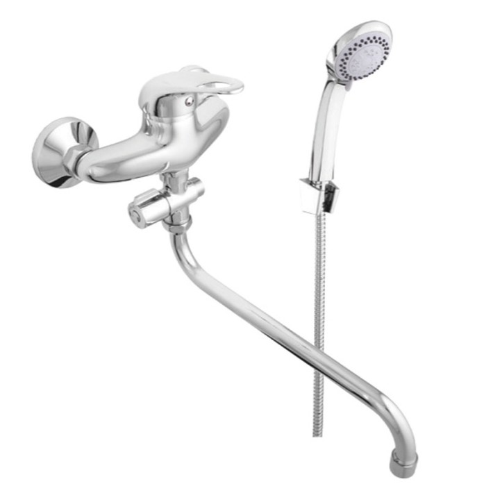 Смеситель для ванны "Star- P 12S" (Rubineta)  однорычажный с длинным, S- образным изливом 