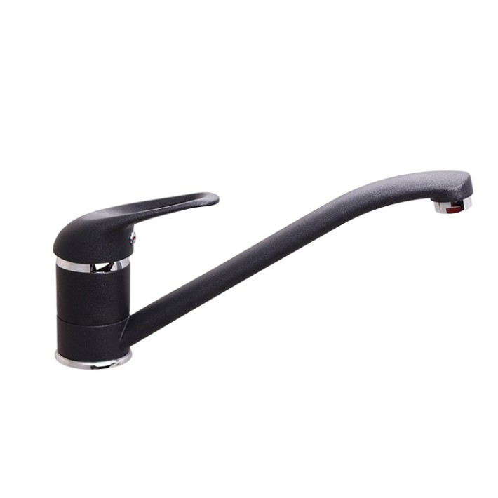 Смеситель для кухни "Mars P -20"  (Rubineta) черный, однорычажный с длинным, плоским изливом 