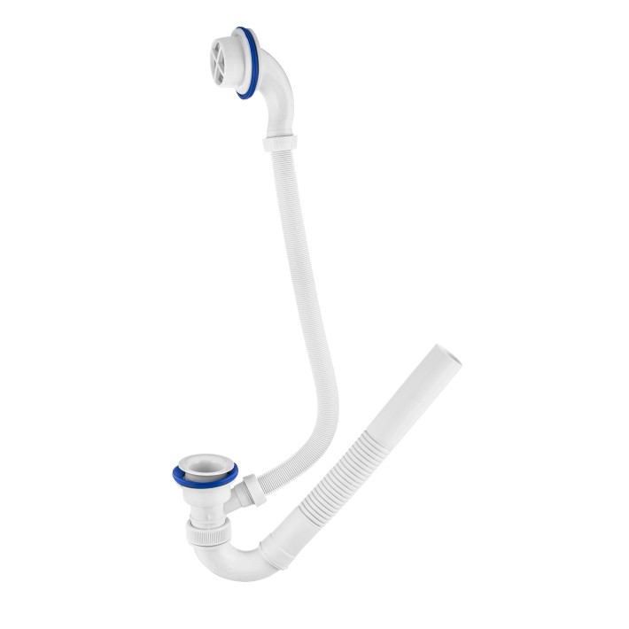 Сифон "Эконом" для ванны с пластиковой чашкой  d- 70 мм, с переливом и жесткой трубой  (1 1/2"х 40 мм)