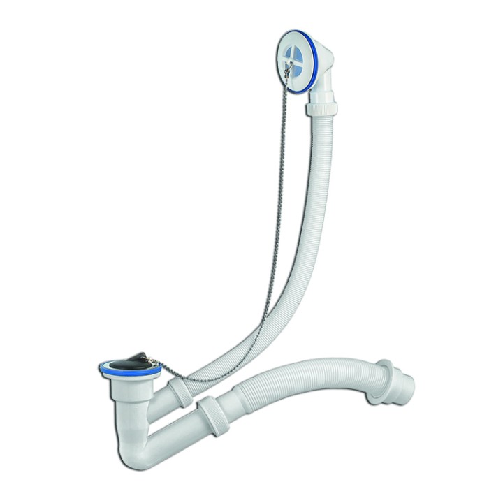 Сифон "Элит" для ванны с пластиковой чашкой  d- 63 мм, с переливом и гофротрубой  (1 1/2"х 50/40 мм)