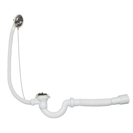Сифон "Мини Элит" для ванны с нержавеющей чашкой  d- 70 мм, с переливом и гофротрубой  (1 1/2"х 40/50 мм)