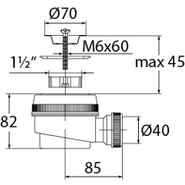 Сифон " Элит" для душевого поддона с нержавеющей чашкой  d- 70 мм,  d- 50 х 40 мм