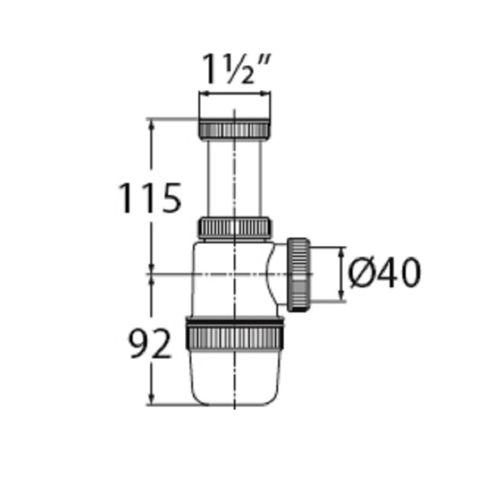 Сифон " Элит" для раковины (мойки)  без выпуска  (1 1/2" х 40 мм) 