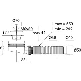 Сифон " Элит" для душевого поддона с нержавеющей чашкой  d- 70 мм и гофротрубой  (1 1/2"  d- 50 х 40/50 мм)