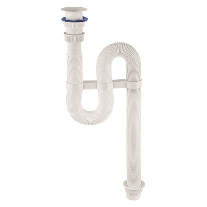 Сифон "VIR" для раковины (мойки) гофрированный с пластиковой чашкой d- 63 мм  (1 1/4" х 50/40 мм) 