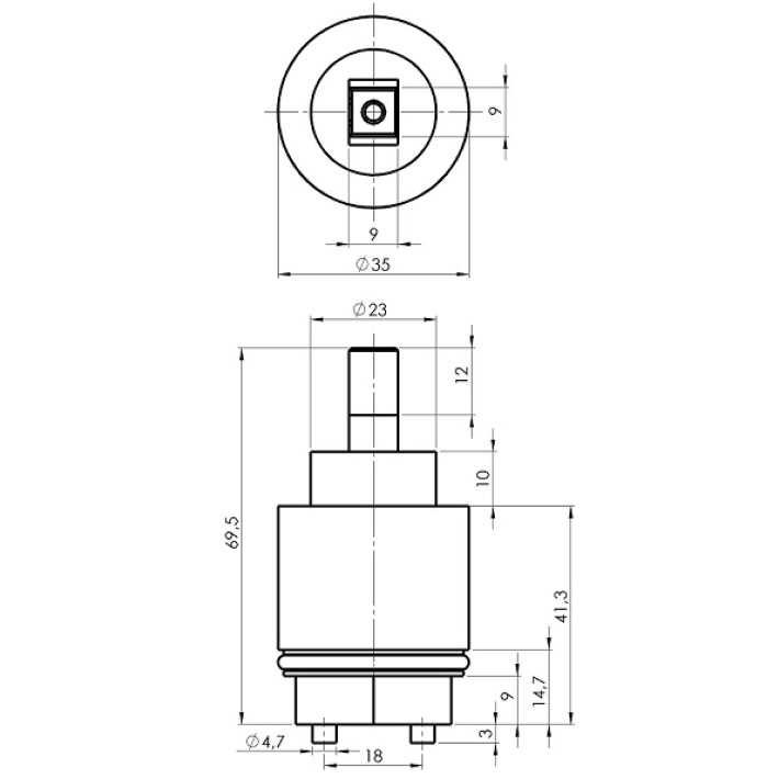 Картридж керамический "Rubineta"  с диффузором,  d- 35 мм  для смесителя  