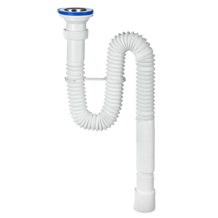 Сифон "Мини Элит" для раковины (мойки) гофрированный, удлиненный с нержавеющей чашкой d- 70 мм  (1 1/2" х 40/50 мм) 